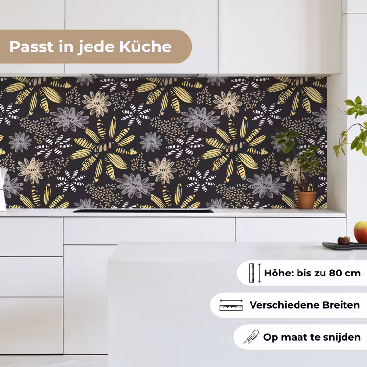 Abstract - Bloemen - Patronen keuken achterwand 2 middel 871 -sfeer4_DE