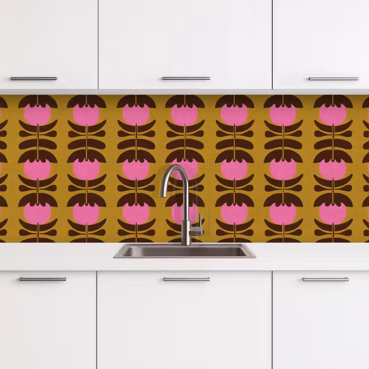 Abstract - Bloemen - Roze keuken achterwand 2 middel 871 -3d