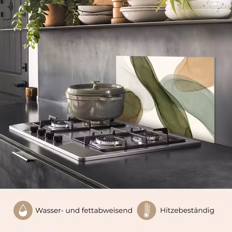 Abstract - Vormen - Modern - Kunst - Groen - Bruin keuken achterwand spatscherm klein -usp_DE