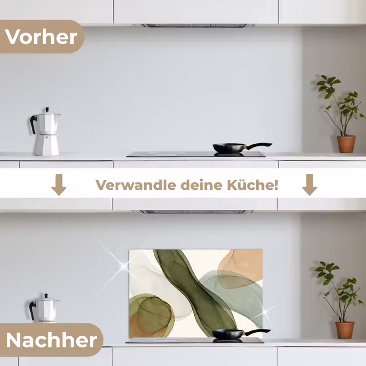 Abstract - Vormen - Modern - Kunst - Groen - Bruin keuken achterwand spatscherm klein -voor_na_DE