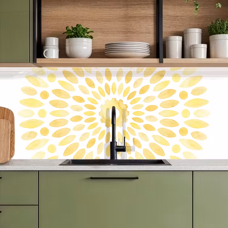 Abstract - Geometrisch - Stralend - Geel keuken achterwand 2 middel -sfeer3