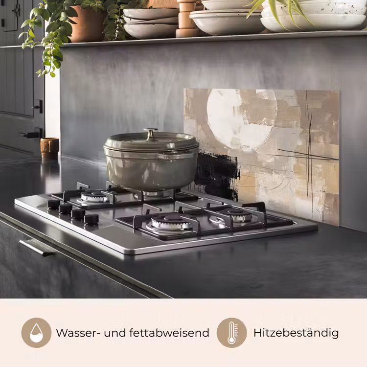 Abstract - Cirkel - Modern - Beige - Zwart - Minimalistisch keuken achterwand spatscherm klein -usp_DE