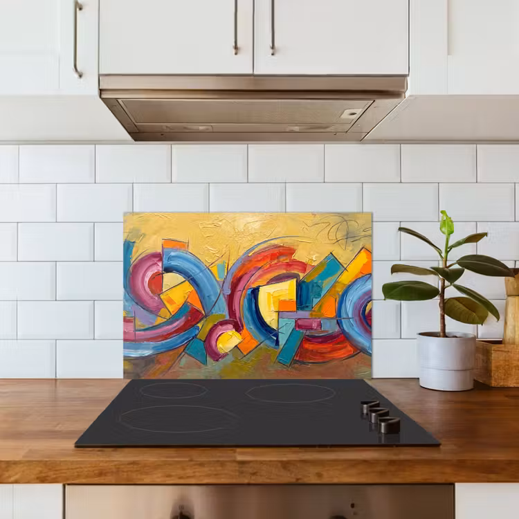 Abstract - Cirkels - Schilderij - Kleurrijk - Dynamisch keuken achterwand spatscherm klein -sfeer2