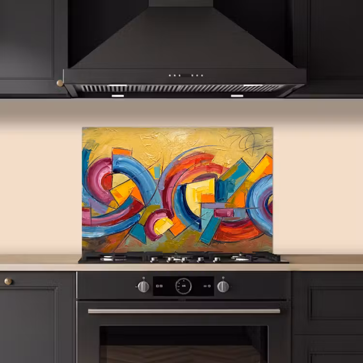Abstract - Cirkels - Schilderij - Kleurrijk - Dynamisch keuken achterwand spatscherm klein -sfeer1