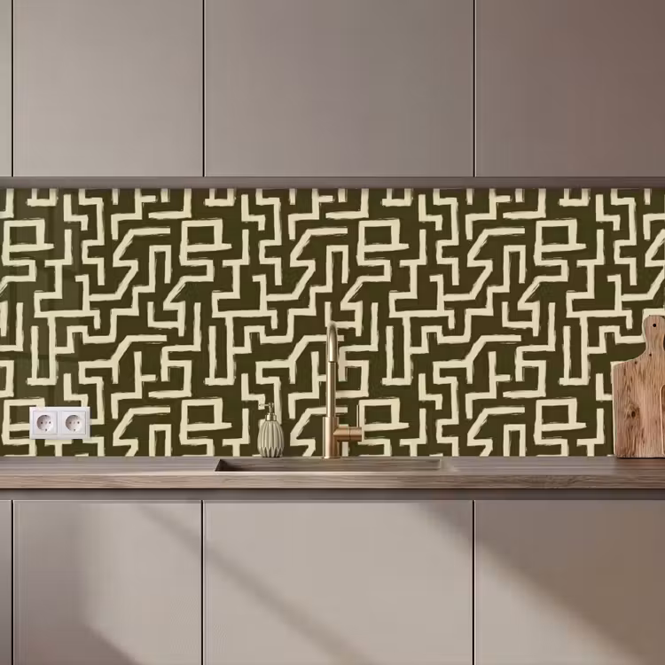 Abstract - Lijnen - Groen keuken achterwand 2 middel 871 zz_3dshopping