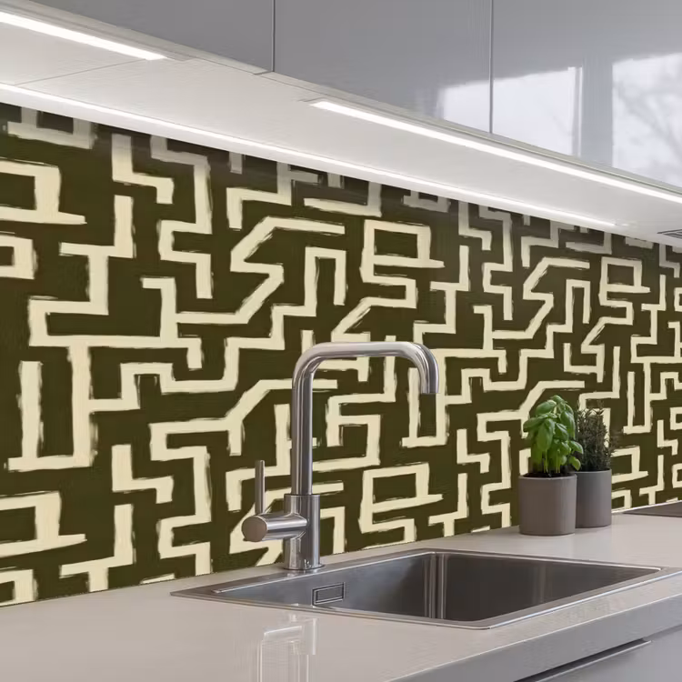 Abstract - Lijnen - Groen keuken achterwand 2 middel 871 -3d_schuin