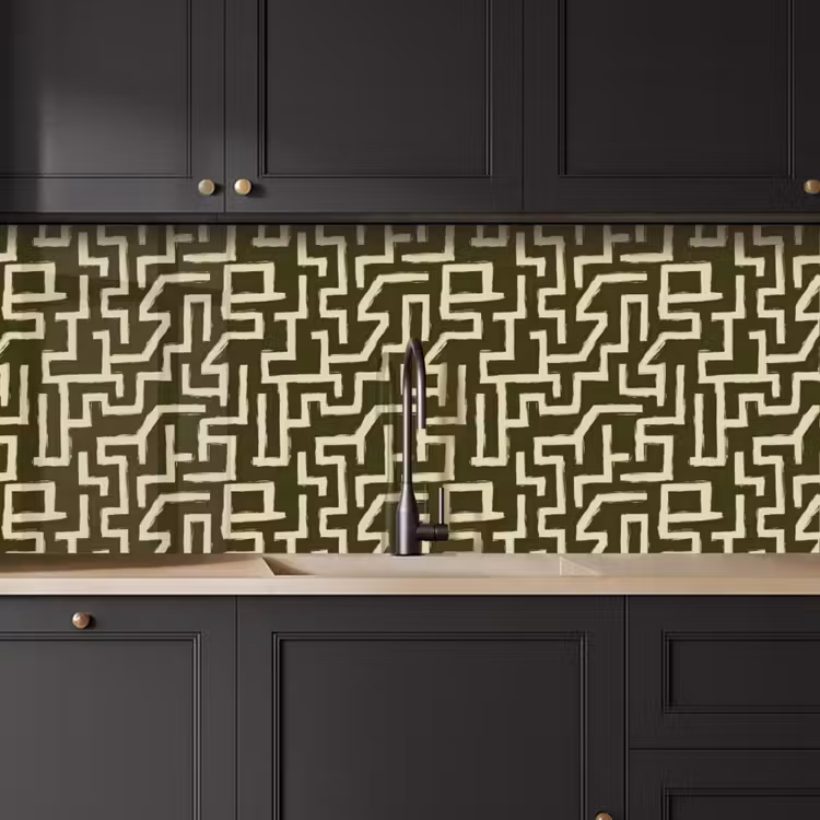 Abstract - Lijnen - Groen keuken achterwand 2 middel 871 -sfeer1