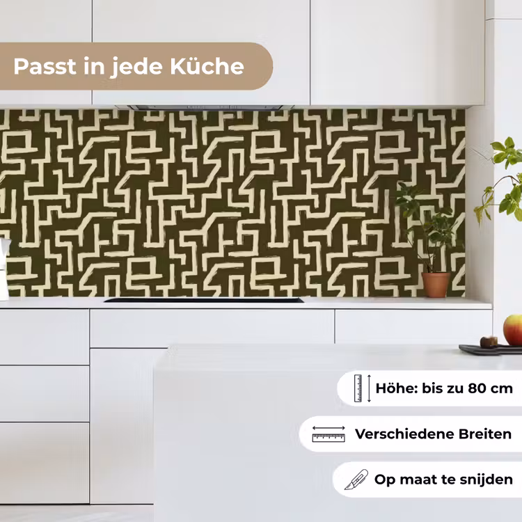 Abstract - Lijnen - Groen keuken achterwand 2 middel 871 -sfeer4_DE