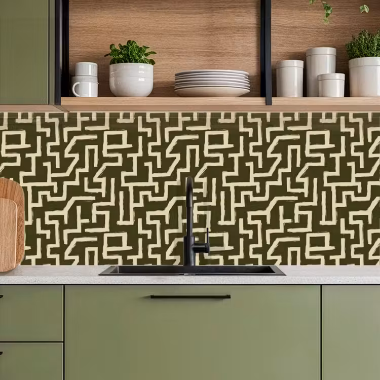 Abstract - Lijnen - Groen keuken achterwand 2 middel 871 -sfeer3