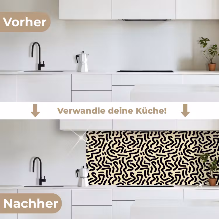 Abstract - Lijnen - Zwart keuken achterwand 2 middel 871 -voor-na_DE