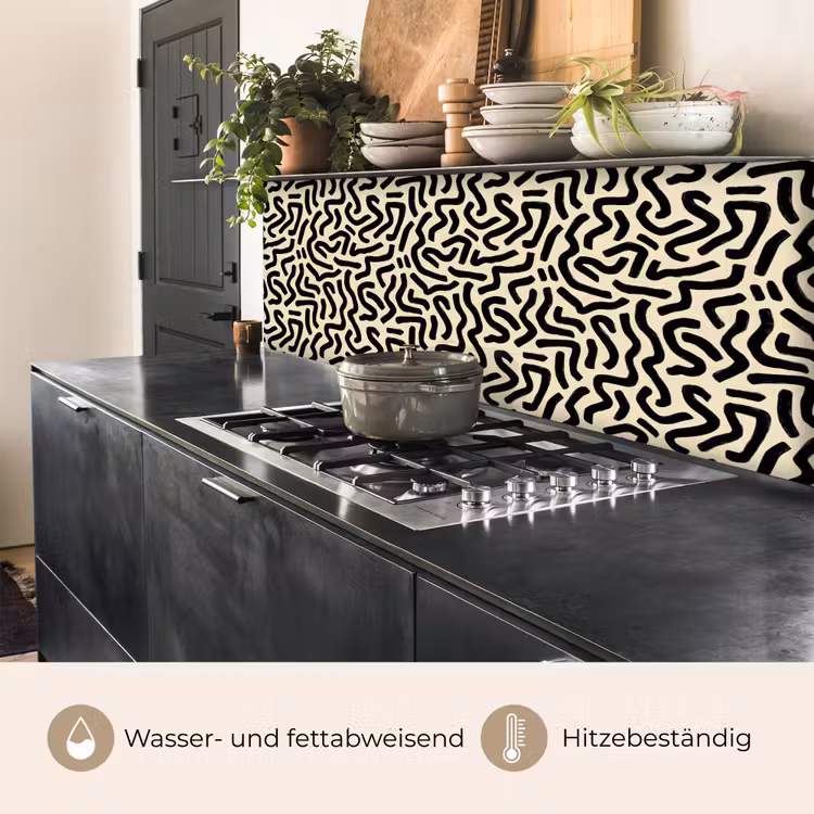 Abstract - Lijnen - Zwart keuken achterwand 2 middel 871 -usp_DE