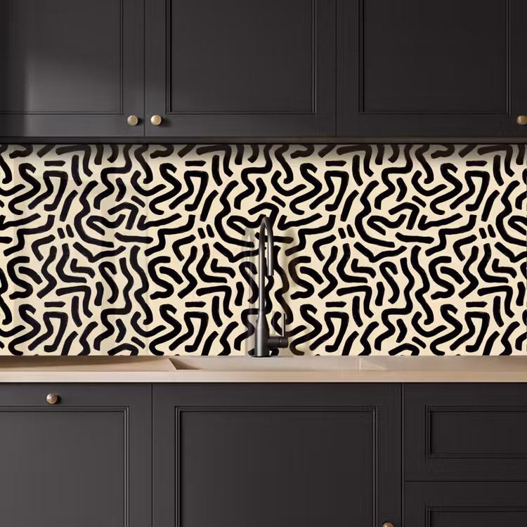 Abstract - Lijnen - Zwart keuken achterwand 2 middel 871 -sfeer1