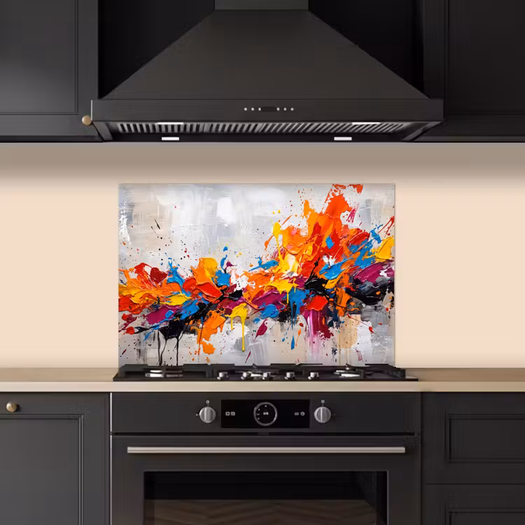 Abstract - Schilderij - Kleurrijk - Dynamisch keuken achterwand spatscherm klein -sfeer1
