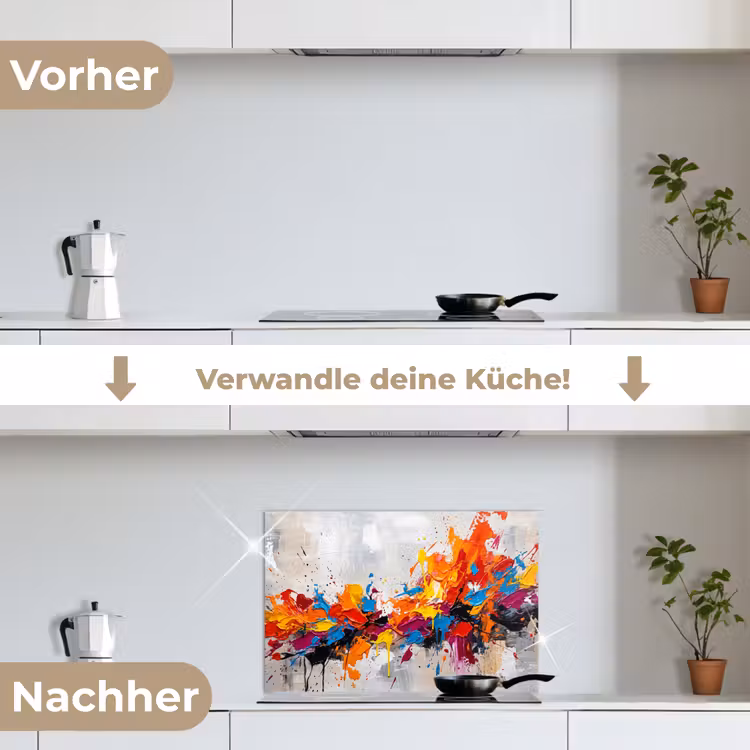 Abstract - Schilderij - Kleurrijk - Dynamisch keuken achterwand spatscherm klein -voor_na_DE