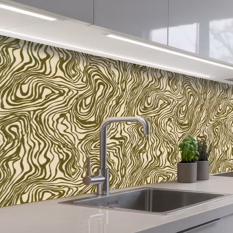 Abstract - Marmer - Groen keuken achterwand 2 middel 871 -3d_schuin