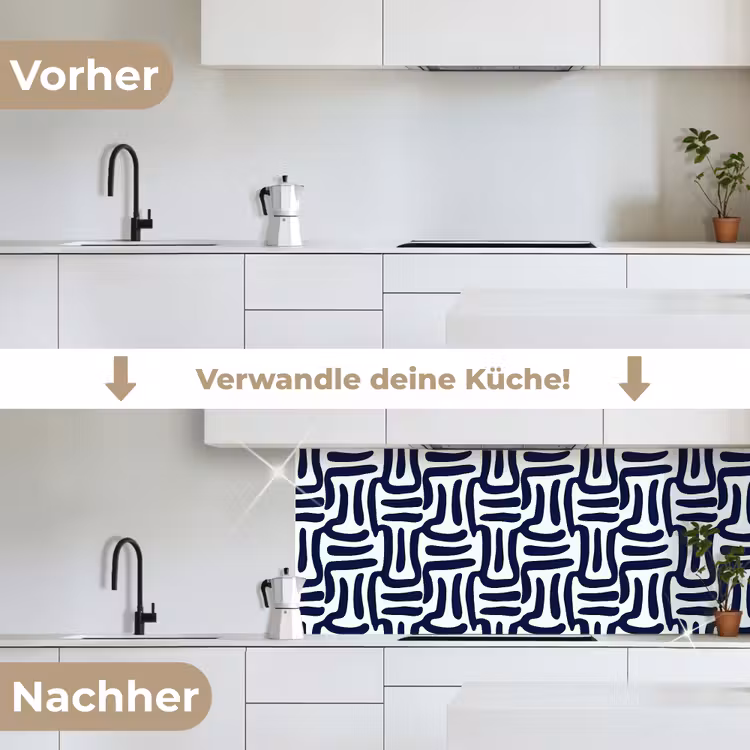 Abstract - Modern - Blauw keuken achterwand 2 middel 871 -voor-na_DE