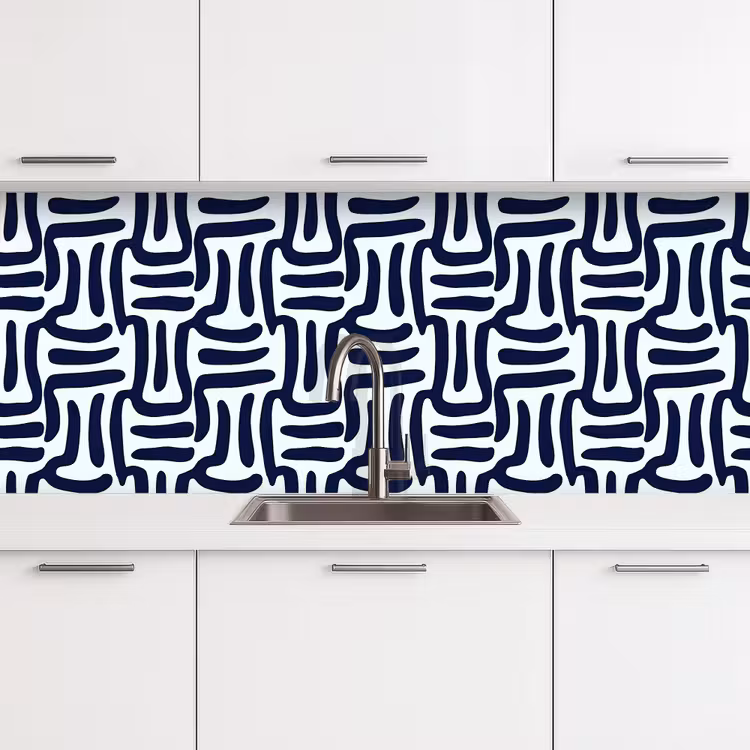 Abstract - Modern - Blauw keuken achterwand 2 middel 871 -3d