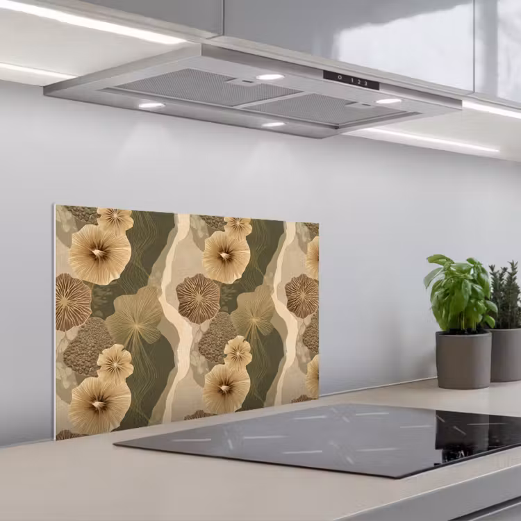 Abstract - Modern - Groen keuken achterwand spatscherm klein 900 -3d_schuin