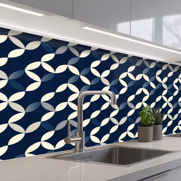Abstract - Patroon - Blauw keuken achterwand 2 middel 871 -3d_schuin