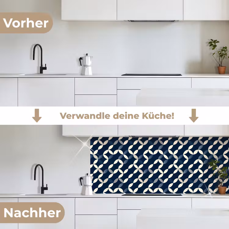 Abstract - Patroon - Blauw keuken achterwand 2 middel 871 -voor-na_DE