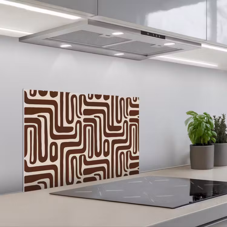 Abstract - Patroon - Bruin keuken achterwand spatscherm klein 900 -3d_schuin