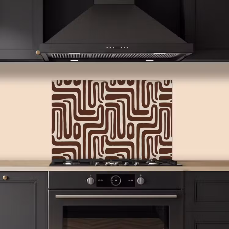 Abstract - Patroon - Bruin keuken achterwand spatscherm klein 900 -sfeer1