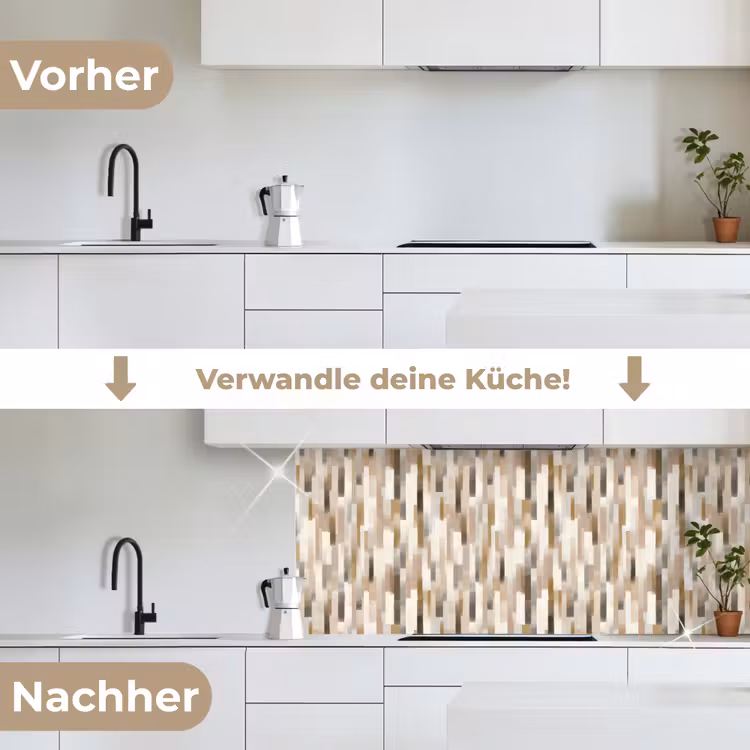 Abstract - Patroon - Kwaststreken keuken achterwand 2 middel 871 -voor-na_DE