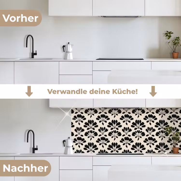 Abstract - Patroon - Zwart keuken achterwand 2 middel 871 -voor-na_DE