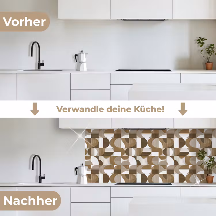 Abstract - Retro - Bruin keuken achterwand 2 middel 871 -voor-na_DE