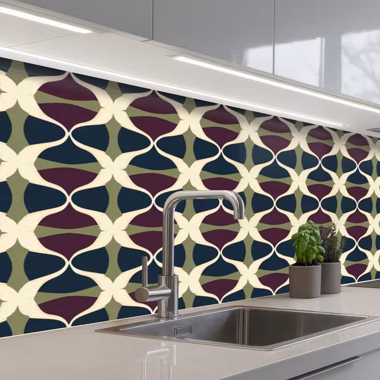 Abstract - Retro - Kleurrijk keuken achterwand 2 middel 871 -3d_schuin