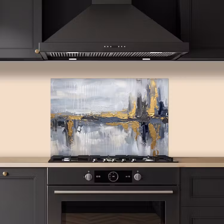 Abstract - Structuur - Goud - Grijs - Modern keuken achterwand spatscherm klein -sfeer1