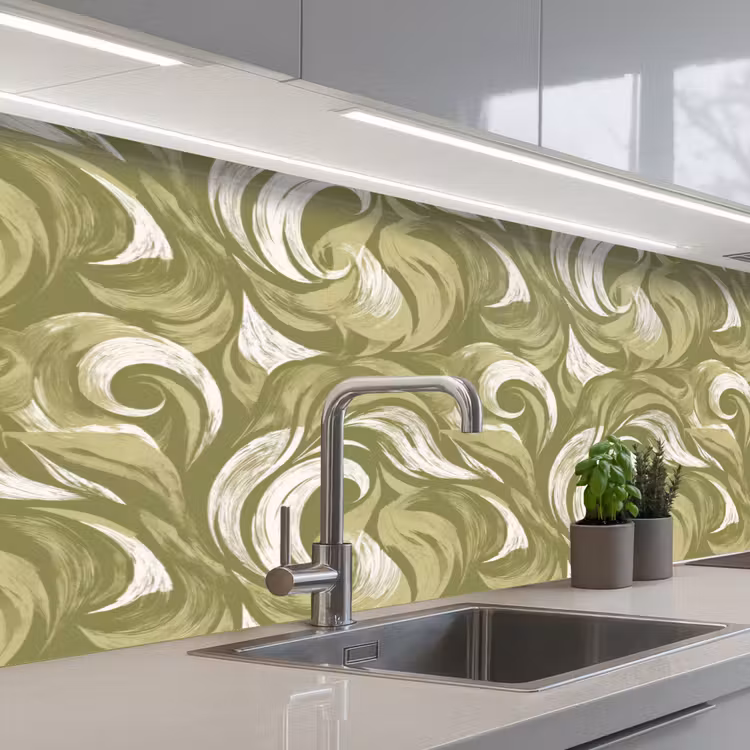 Abstract - Textuur - Groen keuken achterwand 2 middel 871 -3d_schuin