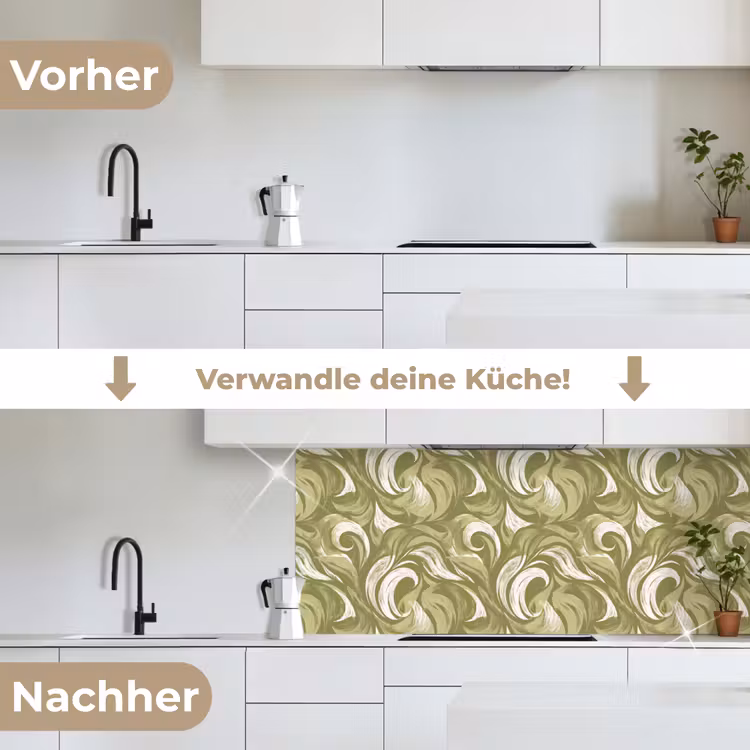 Abstract - Textuur - Groen keuken achterwand 2 middel 871 -voor-na_DE