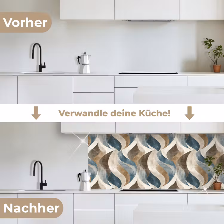 Abstract - Golven - Kleurrijk keuken achterwand 2 middel 871 -voor-na_DE