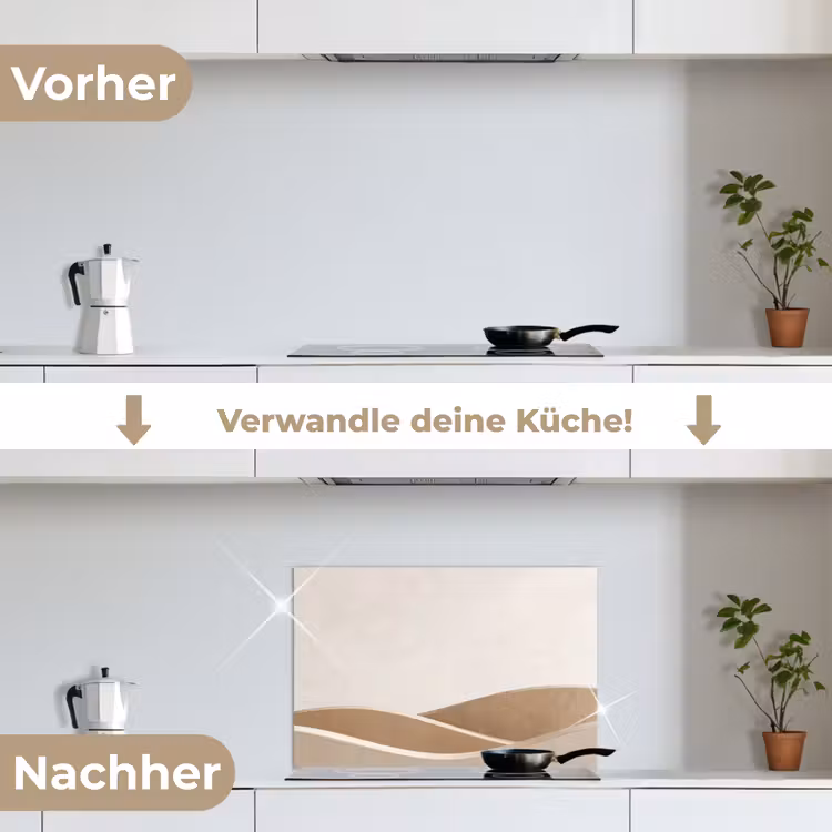 Abstract - Golven - Modern - Beige keuken achterwand spatscherm klein -voor_na_DE