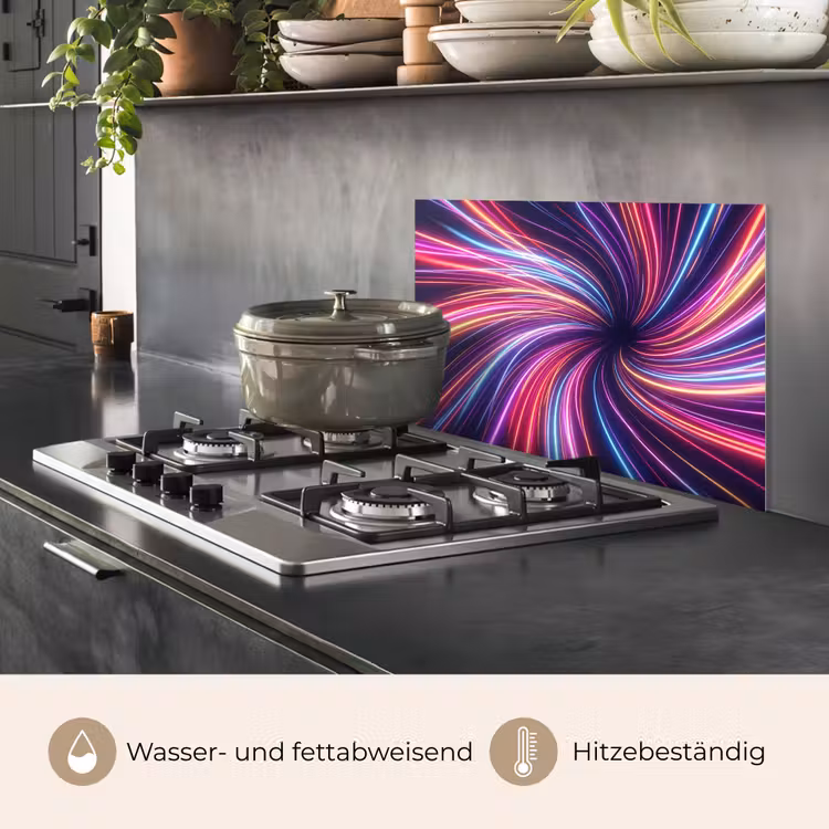 Abstract - Swirl - Futuristic - Neon keuken achterwand spatscherm klein -usp_DE