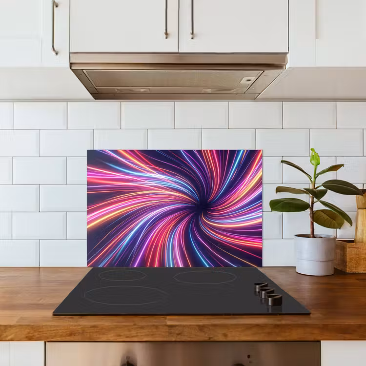 Abstract - Swirl - Futuristic - Neon keuken achterwand spatscherm klein -sfeer2