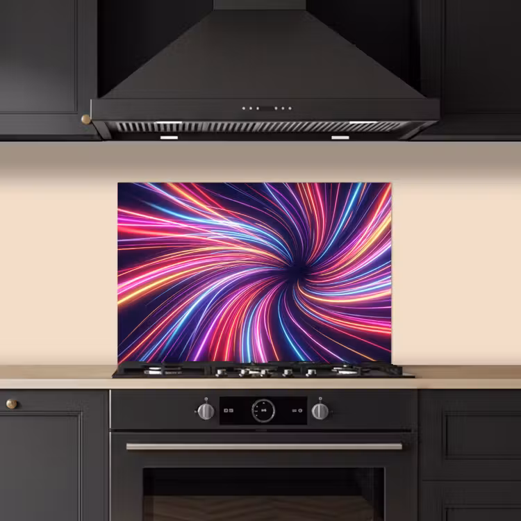 Abstract - Swirl - Futuristic - Neon keuken achterwand spatscherm klein -sfeer1