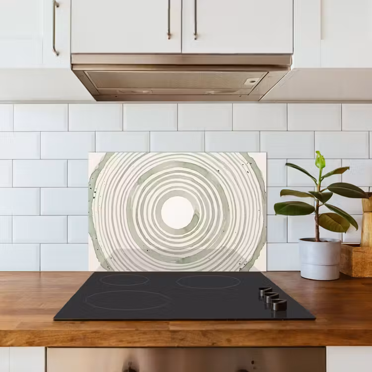 Abstractie - Cirkels - Waterverf - Groen - Modern keuken achterwand spatscherm klein -sfeer2