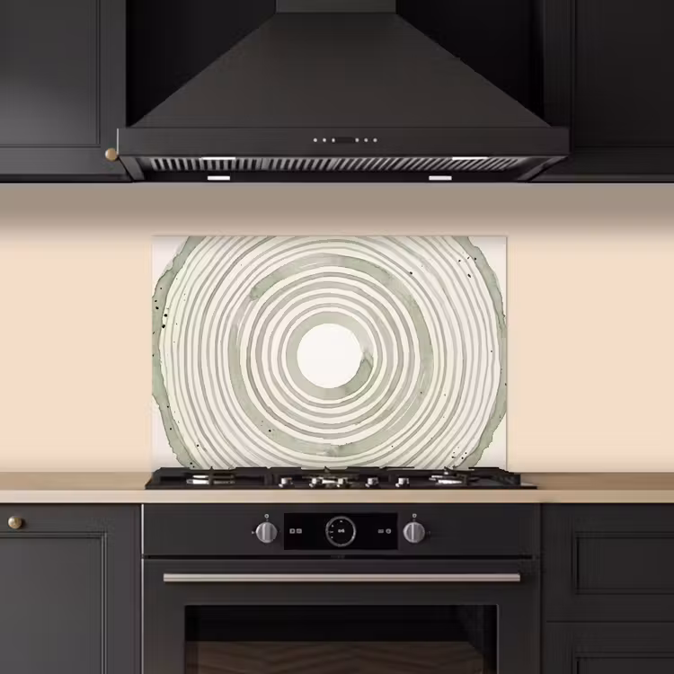 Abstractie - Cirkels - Waterverf - Groen - Modern keuken achterwand spatscherm klein -sfeer1