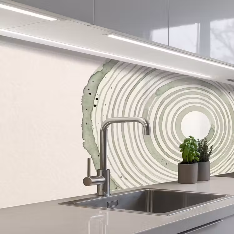 Abstractie - Cirkels - Waterverf - Groen - Modern keuken achterwand 2 middel -3d_schuin