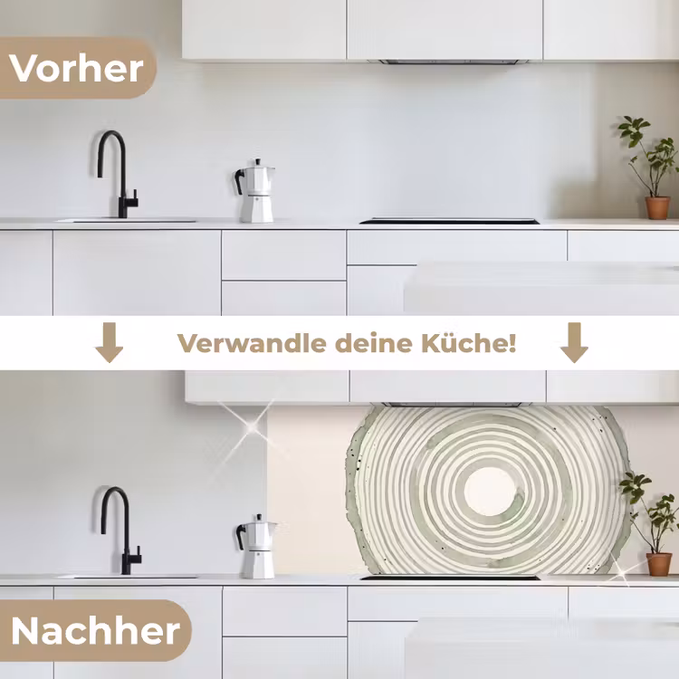 Abstractie - Cirkels - Waterverf - Groen - Modern keuken achterwand 2 middel -voor-na_DE