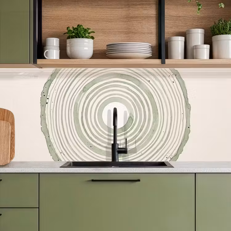 Abstractie - Cirkels - Waterverf - Groen - Modern keuken achterwand 2 middel -sfeer3