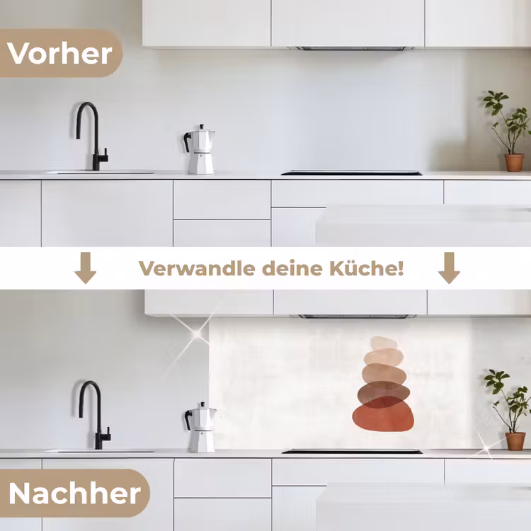 Abstractie - Gestapeld - Balans - Modern - Aardetinten keuken achterwand 2 middel -voor-na_DE
