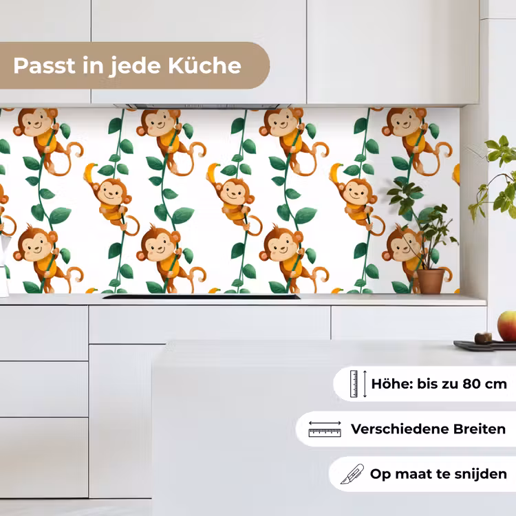 Apen - Lianen - Kleurrijk keuken achterwand 2 middel 871 -sfeer4_DE
