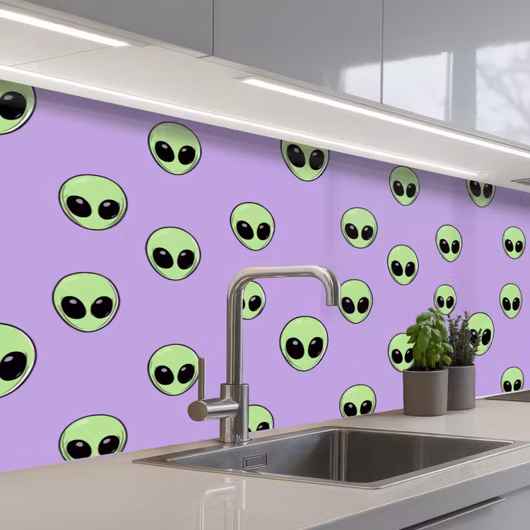 Alien - Retro - Lila keuken achterwand 2 middel 871 -3d_schuin