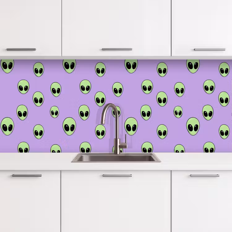 Alien - Retro - Lila keuken achterwand 2 middel 871 -3d