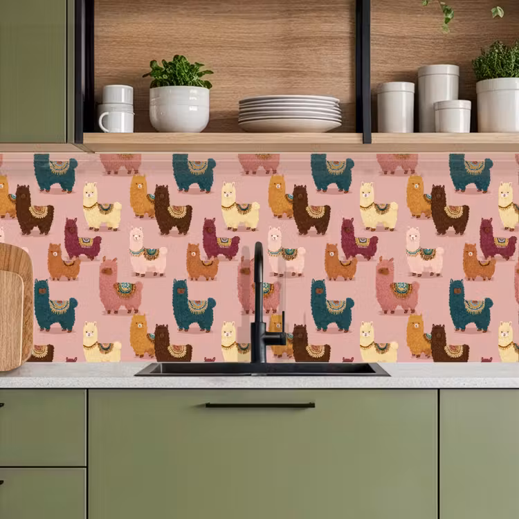 Alpaca's - Patroon - Kleurrijk keuken achterwand 2 middel 871 -sfeer3