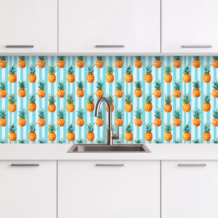 Ananas - Strepen - Groen keuken achterwand 2 middel 871 -3d