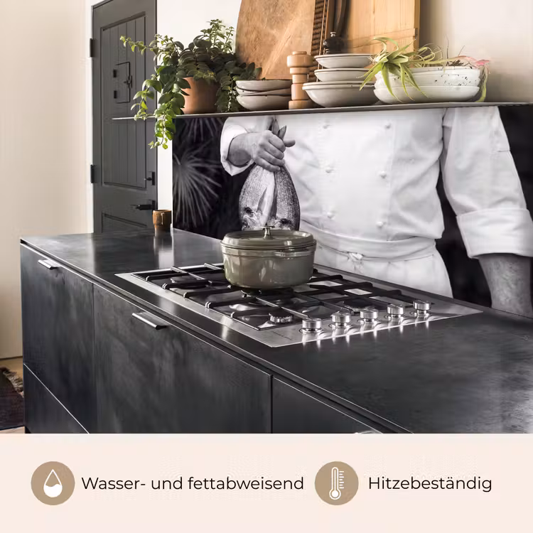 Vissen - Chef - Zwart - Wit keuken achterwand 2 middel -usp_DE